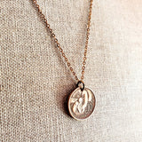 Vintage Italy Honeybee Coin Necklace, 10 Centesimi, Copper + Brass