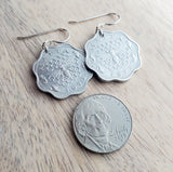 Malta Honeybee Scalloped Coin Earrings, Sterling Silver
