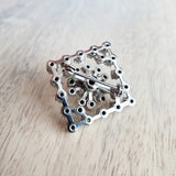 Vintage Rhinestone Brooch Pin - Diamond Design and Circle