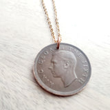 1951 New Zealand One Penny Vintage Coin Necklace