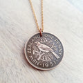 1951 New Zealand One Penny Vintage Coin Necklace