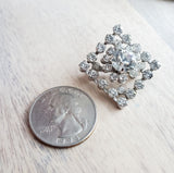Vintage Rhinestone Brooch Pin - Diamond Design and Circle