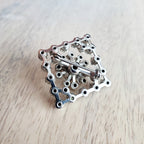 Vintage Rhinestone Brooch Pin - Diamond Design and Circle