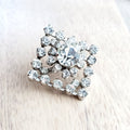 Vintage Rhinestone Brooch Pin - Diamond Design and Circle