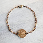 Norway Squirrel Coin Bracelet, Copper, Brass Cable Chain