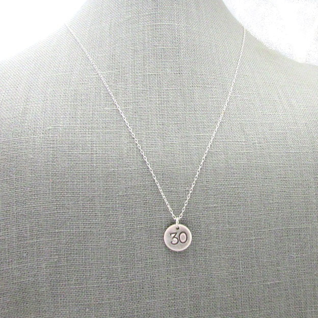Silver Number Necklace | Jersey Number Silver Charm | Rustic Charm Necklace | Vintage Style Hand Stamped Jewelry by E. Ria Designs