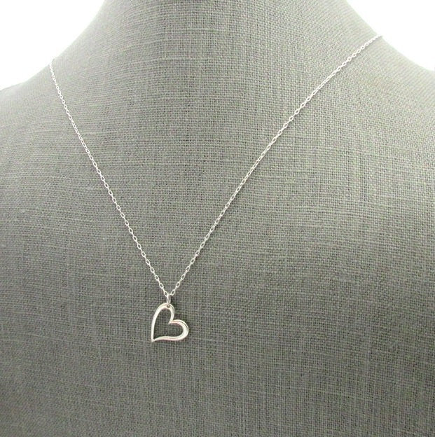 Silver Heart Necklace | Sterling Silver Heart Charm Necklace | .925 Silver Cutout Heart Charm | Heart Jewelry | Eriadesigns
