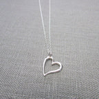 Silver Heart Necklace | Sterling Silver Heart Charm Necklace | .925 Silver Cutout Heart Charm | Heart Jewelry | Eriadesigns