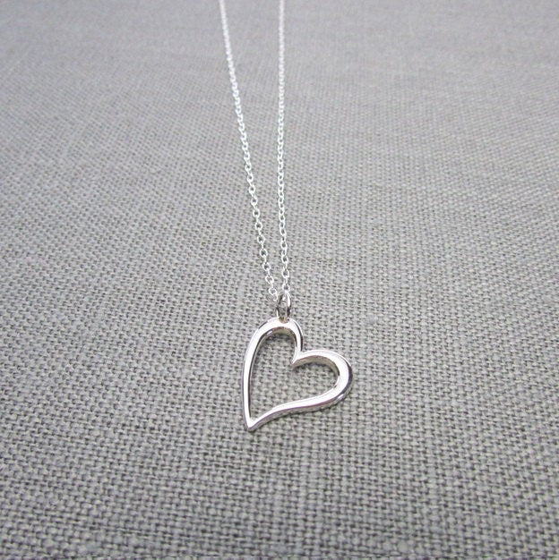 Silver Heart Necklace | Sterling Silver Heart Charm Necklace | .925 Silver Cutout Heart Charm | Heart Jewelry | Eriadesigns