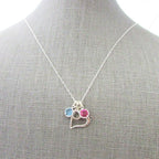 Mothers Silver Heart Necklace with Crystal Birthstones, 925 Sterling Silver Pendant and Chain, by E. Ria Designs