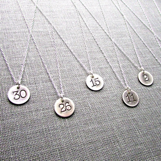 Silver Number Necklace | Jersey Number Silver Charm | Rustic Charm Necklace | Vintage Style Hand Stamped Jewelry by E. Ria Designs