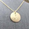 Gold Initial Necklace | Gold Letter Necklace | 14K Gold Filled | Simple Hand Stamped Necklace by E. Ria Designs