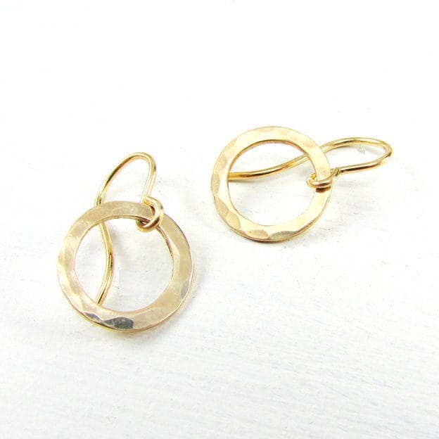 Hammered Gold Earrings | Gold Earrings | 14K Gold Filled Earrings | Hammered Gold Circle Earrings | Gold Washer Earrings | Gold Ring Earring