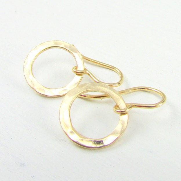 Hammered Gold Earrings | Gold Earrings | 14K Gold Filled Earrings | Hammered Gold Circle Earrings | Gold Washer Earrings | Gold Ring Earring
