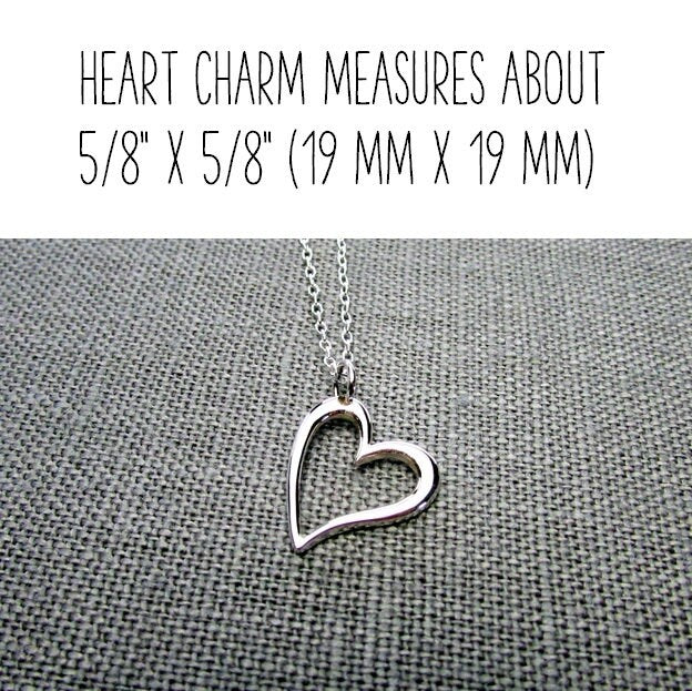 Silver Heart Necklace | Sterling Silver Heart Charm Necklace | .925 Silver Cutout Heart Charm | Heart Jewelry | Eriadesigns
