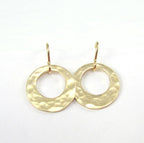 Hammered Gold Washer Earrings | Hammered Gold Earrings | 14K Gold Filled Earrings | Gold Circle Earrings | Off Center Gold Washer Earrings