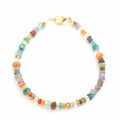 Gemstone Mixed Color Bracelet | Casual Beach Style Jewelry | Carnelian, Topaz, Quartz, Apatite, Garnet, Amethyst 14K Gold Fill Lobster Clasp