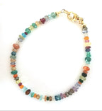 Gemstone Mixed Color Bracelet | Casual Beach Style Jewelry | Carnelian, Topaz, Quartz, Apatite, Garnet, Amethyst 14K Gold Fill Lobster Clasp