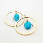 Sleeping Beauty Turquoise Nugget Earrings | 14K Gold Filled Hoops | French Ear Wires | Gold & Turquoise Jewelry | Gift for Girlfriend