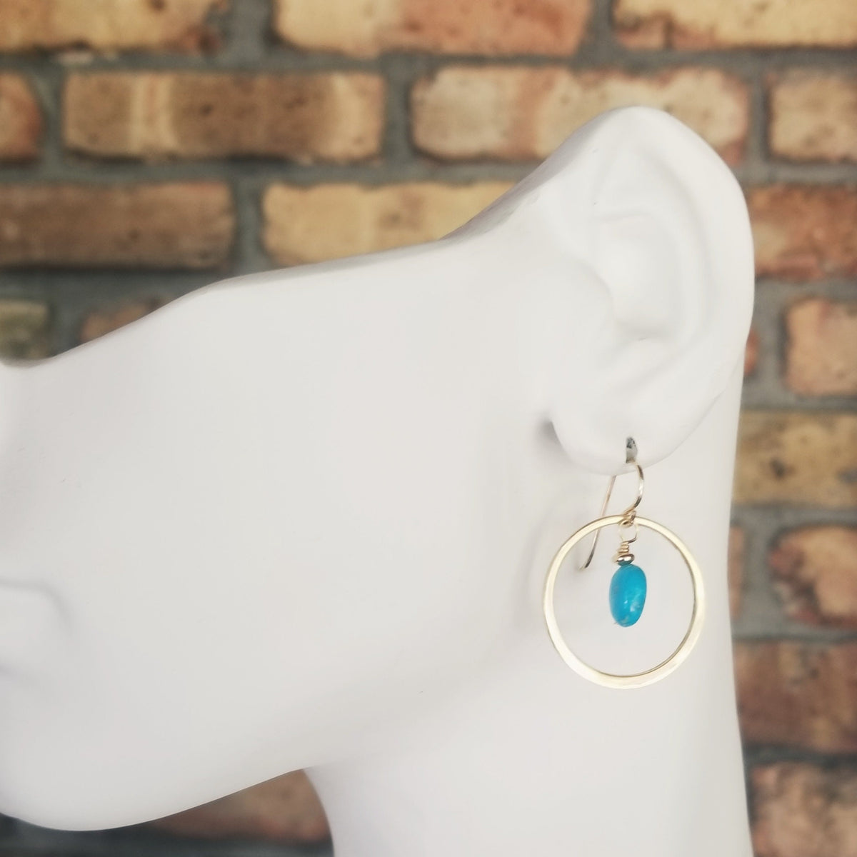 Sleeping Beauty Turquoise Nugget Earrings | 14K Gold Filled Hoops | French Ear Wires | Gold & Turquoise Jewelry | Gift for Girlfriend