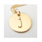 Gold Letter Charm | Half Inch Hand Stamped Initial Pendant | Uppercase | Lowercase | 14K Gold Filled Custom Jewelry E. Ria Designs
