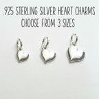 Puffy Silver Heart Charm, .925 Sterling Silver 3D Heart For Bracelet or Necklace, Add On for Custom Personalized Jewelry