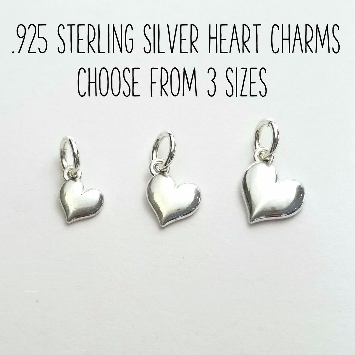 Puffy Silver Heart Charm, .925 Sterling Silver 3D Heart For Bracelet or Necklace, Add On for Custom Personalized Jewelry