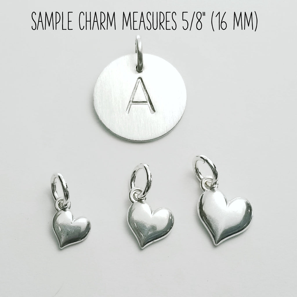 Puffy Silver Heart Charm, .925 Sterling Silver 3D Heart For Bracelet or Necklace, Add On for Custom Personalized Jewelry
