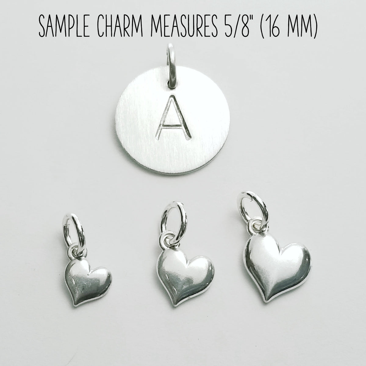 Puffy Silver Heart Charm, .925 Sterling Silver 3D Heart For Bracelet or Necklace, Add On for Custom Personalized Jewelry