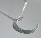 Moon Necklace | Crescent Moon Necklace | Sterling Silver Hammered Charm by E. Ria Designs