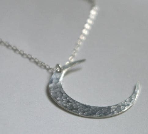 Moon Necklace | Crescent Moon Necklace | Sterling Silver Hammered Charm by E. Ria Designs