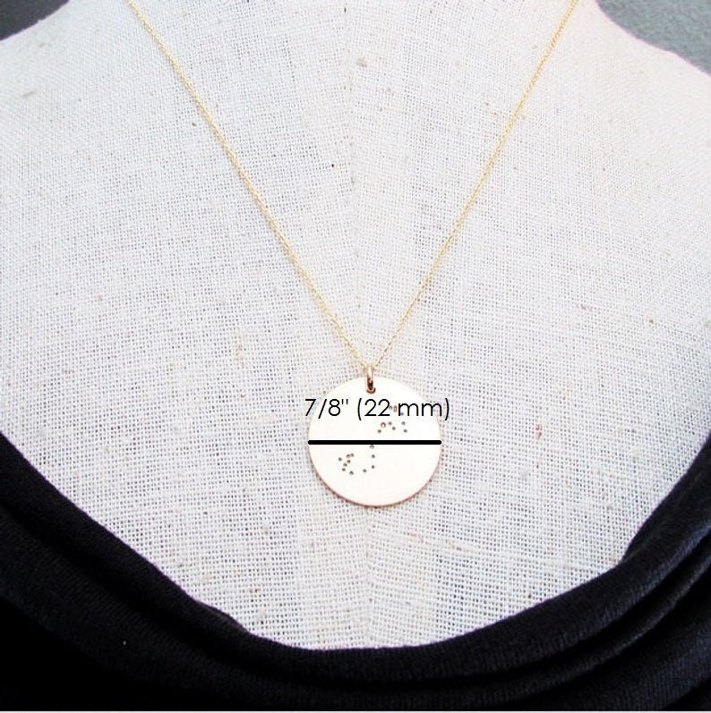 14K Gold Filled Zodiac Constellation Necklace | Brushed Finish Hand Stamped Charm | Choose Your Constellation | Zodiac Birthday Gift