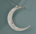 Crescent Moon Necklace, Silver Moon Necklace, Crescent Moon Pendant, Silver Crescent Moon Charm Necklace Hammered Silver Moon Brushed Silver