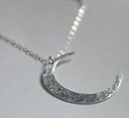 Crescent Moon Necklace, Silver Moon Necklace, Crescent Moon Pendant, Silver Crescent Moon Charm Necklace Hammered Silver Moon Brushed Silver
