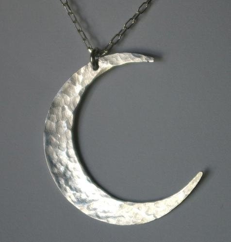 Crescent Moon Necklace, Silver Moon Necklace, Crescent Moon Pendant, Silver Crescent Moon Charm Necklace Hammered Silver Moon Brushed Silver