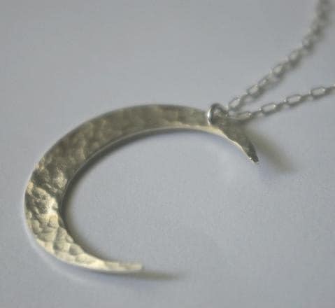 Crescent Moon Necklace, Silver Moon Necklace, Crescent Moon Pendant, Silver Crescent Moon Charm Necklace Hammered Silver Moon Brushed Silver