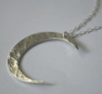 Crescent Moon Necklace, Silver Moon Necklace, Crescent Moon Pendant, Silver Crescent Moon Charm Necklace Hammered Silver Moon Brushed Silver