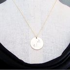 14K Gold Filled Zodiac Constellation Necklace | Brushed Finish Hand Stamped Charm | Choose Your Constellation | Zodiac Birthday Gift