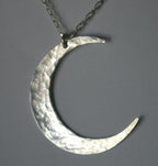 Moon Necklace | Crescent Moon Necklace | Sterling Silver Hammered Necklace | Brushed Silver Moon Necklace | Crescent Pendant | E Ria Designs