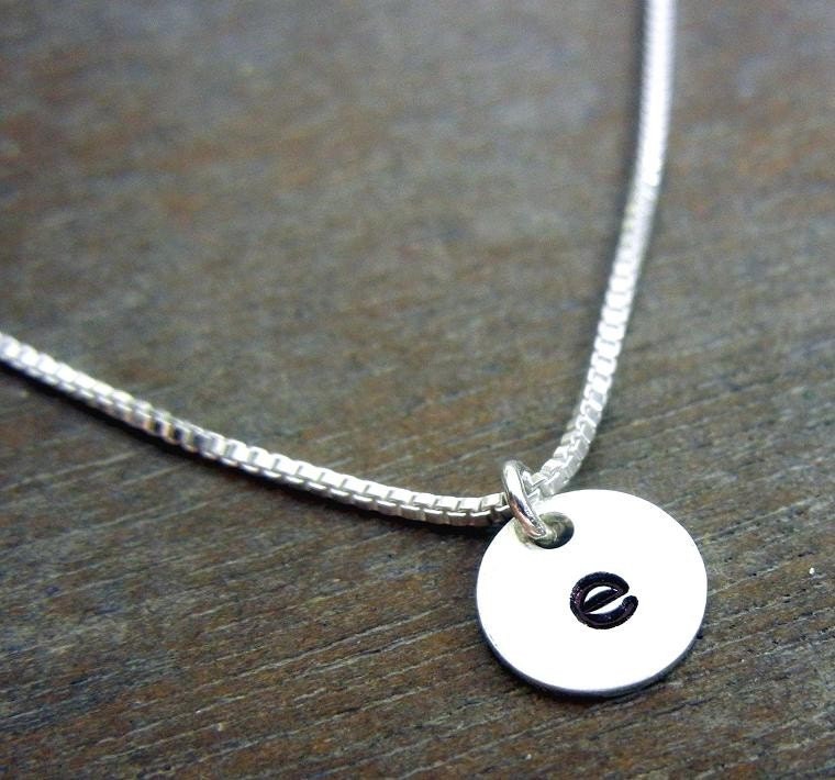 Little Letter Necklace, Tiny Letter Charm, Initial Necklace, Personalized, Custom Sterling Silver Jewelry E Ria Designs