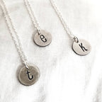Rugged Sterling Silver Letter Charm Necklace, Mixed Font, Custom Made Sterling Silver Charm, Hand Stamped, Artisan Made by Eriadesigns