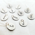 Rugged Sterling Silver Letter Charm Necklace, Mixed Font, Custom Made Sterling Silver Charm, Hand Stamped, Artisan Made by Eriadesigns