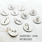 Rustic Sterling Silver Letter Charm, Antiqued Hand Stamped Initial Pendant, Lowercase Letter Jewelry Hand Stamped by E. Ria Designs