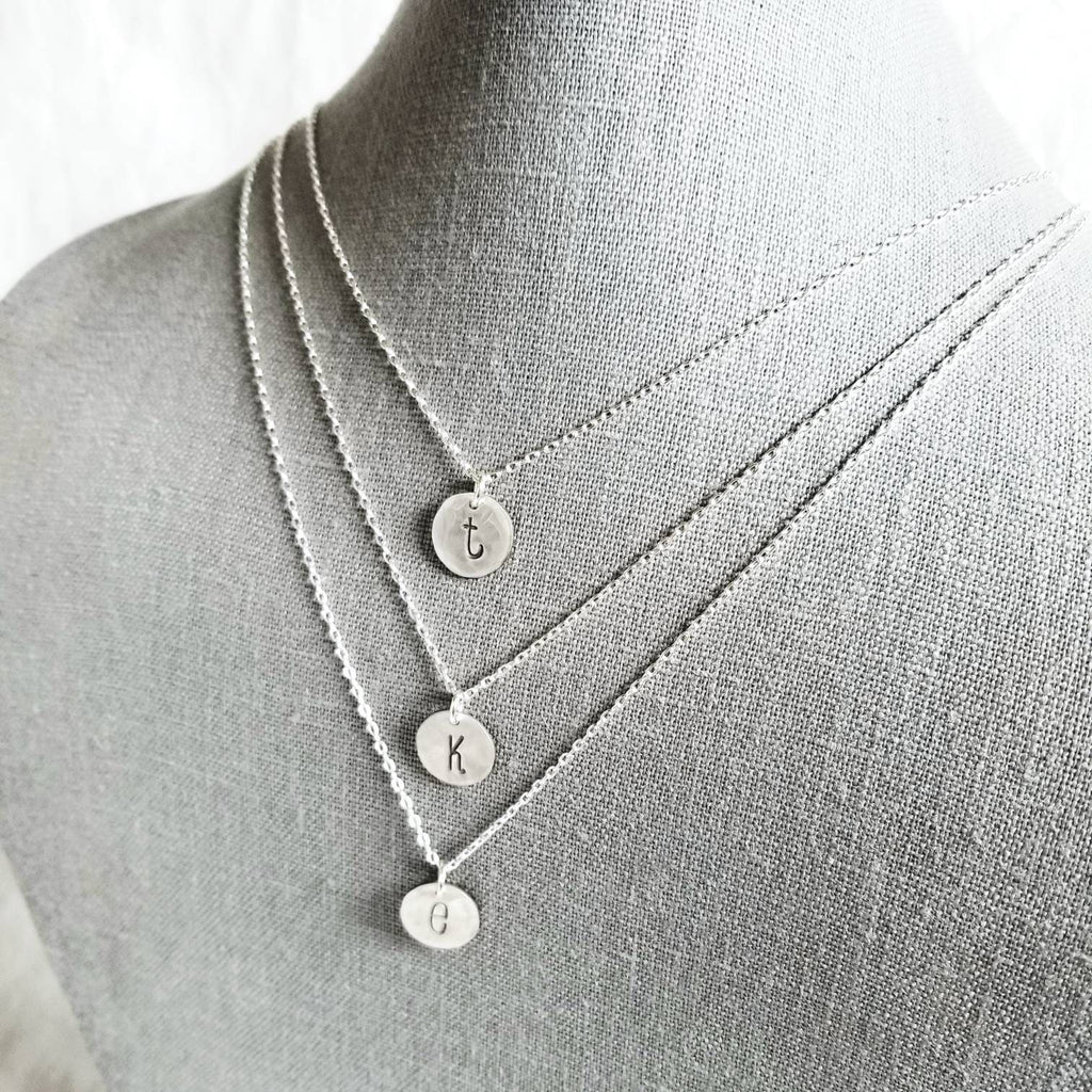 Rugged Sterling Silver Letter Charm Necklace, Mixed Font, Custom Made Sterling Silver Charm, Hand Stamped, Artisan Made by Eriadesigns