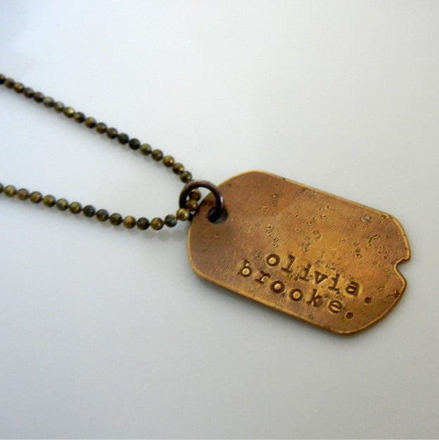 Custom Men's Jewelry | Personalized Dog Tag Necklace | Rustic Dog Tags | Military Style Dogtag Charms | Vintage Finish