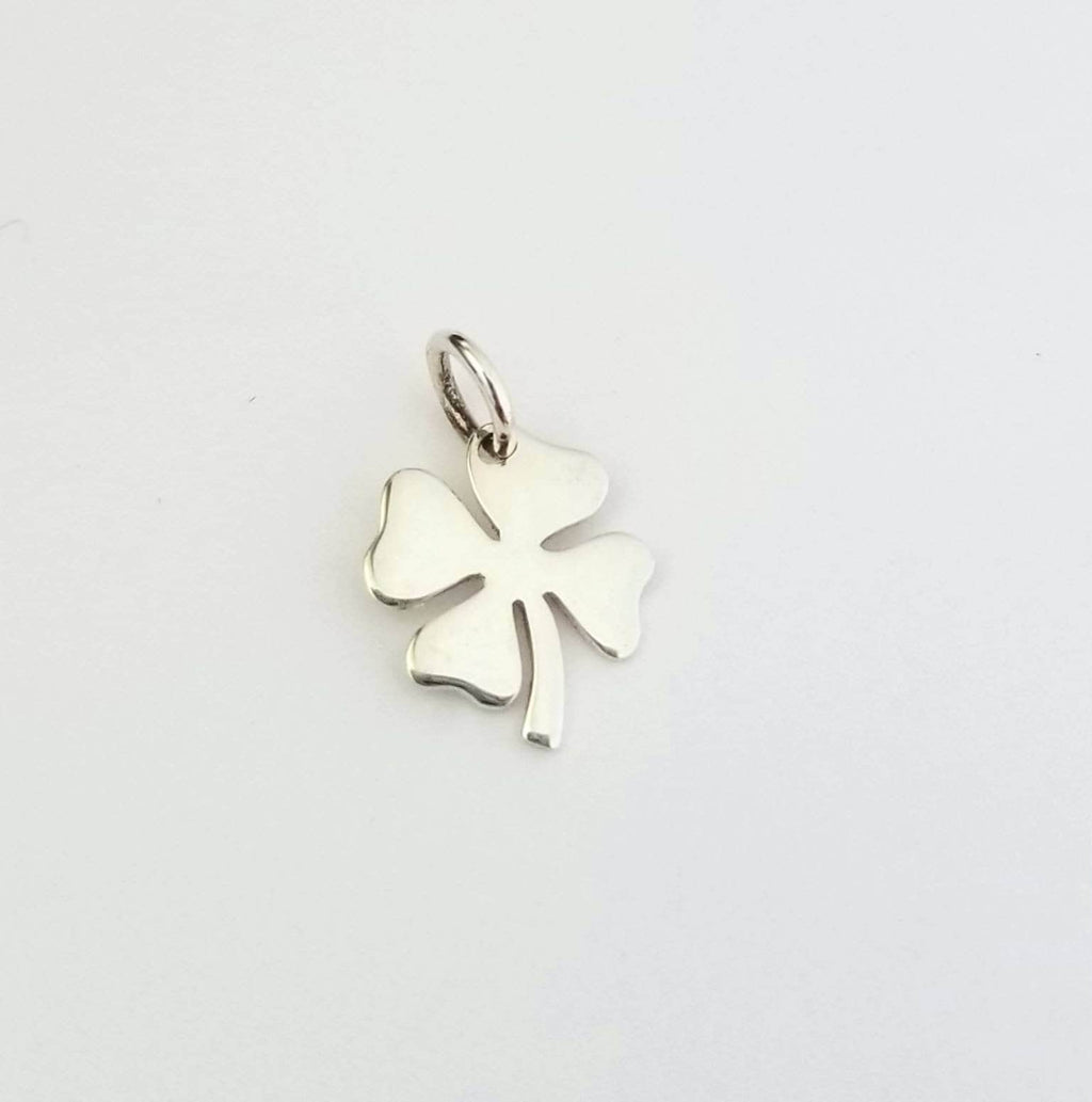 Sterling Silver Four-Leaf Clover Charm, .925 Sterling Clover Pendant, St. Patrick's Day Gift, Irish Jewelry, Lucky Charm by E. Ria Designs