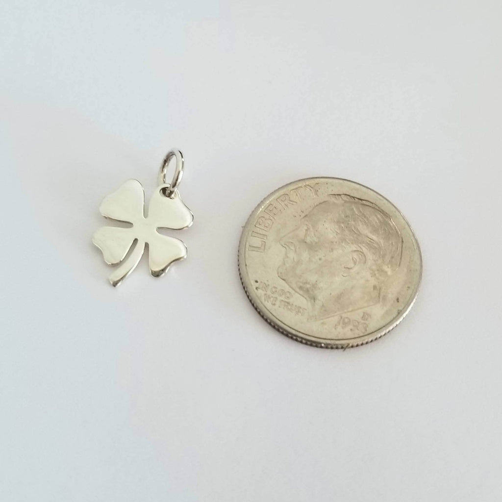 Sterling Silver Four-Leaf Clover Charm, .925 Sterling Clover Pendant, St. Patrick's Day Gift, Irish Jewelry, Lucky Charm by E. Ria Designs