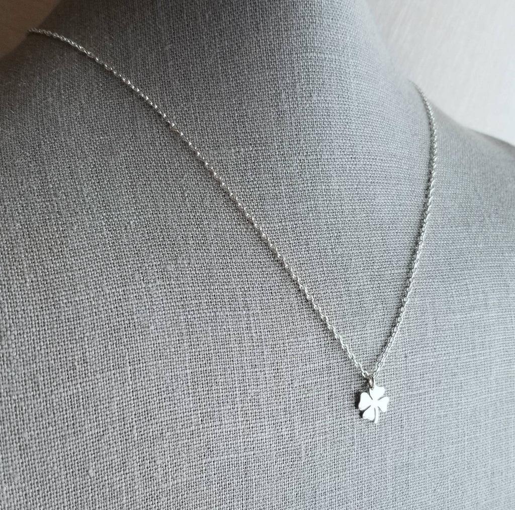 Silver Shamrock Necklace, .925 Sterling Four Leaf Clover Pendant, St. Patrick's Day Gift, Irish Jewelry, Lucky Charm by E. Ria Designs