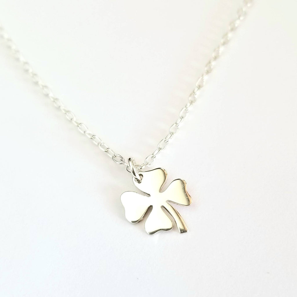 Silver Shamrock Necklace, .925 Sterling Four Leaf Clover Pendant, St. Patrick's Day Gift, Irish Jewelry, Lucky Charm by E. Ria Designs