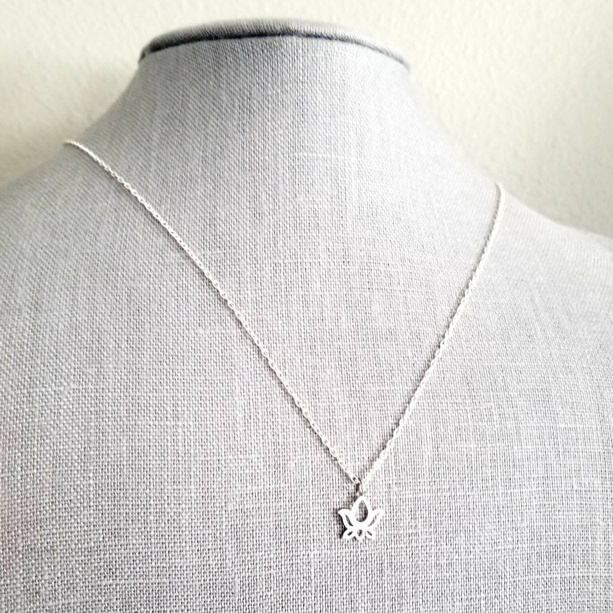 Lotus Necklace Sterling Silver Necklace .925 Flower Charm Jewelry Gift for Yoga Instructor Birthday Gift for Wife, Girlfriend E. Ria Designs